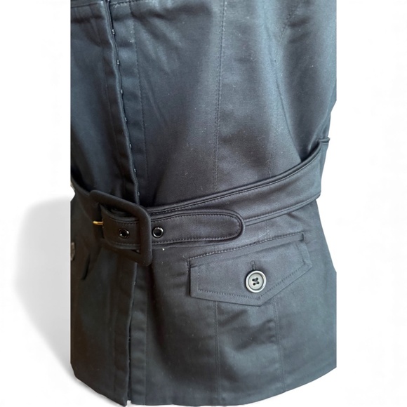 Chic Black & White Layered Shirt Vest Belted Top - Picture 3 of 9